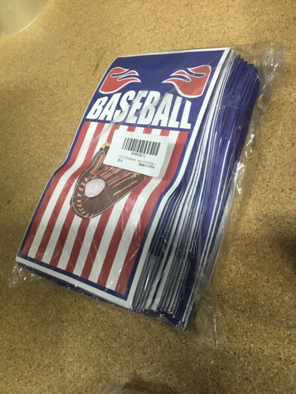 Photo 2 of 24 Pack Baseball Party Goodie Candy Favor Bags with Stickers Baseball Goodie Gift Treat Bags Baseball Themed Birthday Party MLB Game Celebration Supplies
