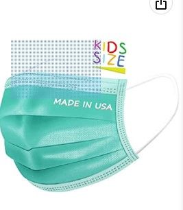 Photo 1 of DermSource MADE IN USA - Kids 3-Layer Disposable Face Masks - Breathable Face Covering for Boys and Girls 2 PACKS
