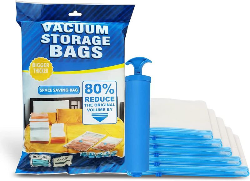 Photo 1 of 9-Piece Quality Vacuum Storage Bag (3 x Extra Large, 3 x Large, 3 x Medium) Reusable, Leak-Proof, Space-Saving Bag, Used to Store Clothes, Blankets, Quilts, Good for Home Storage Helper
