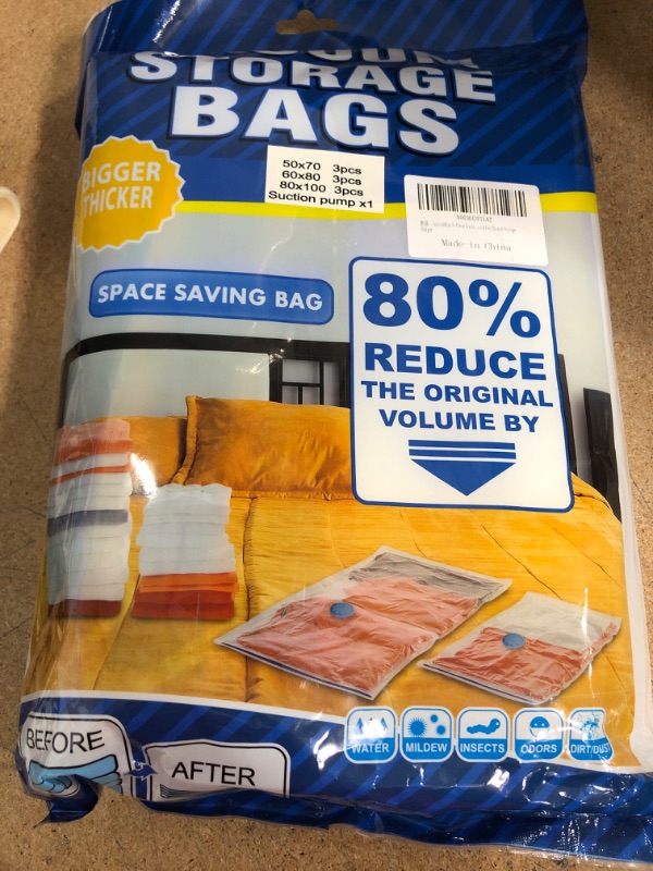 Photo 2 of 9-Piece Quality Vacuum Storage Bag (3 x Extra Large, 3 x Large, 3 x Medium) Reusable, Leak-Proof, Space-Saving Bag, Used to Store Clothes, Blankets, Quilts, Good for Home Storage Helper
