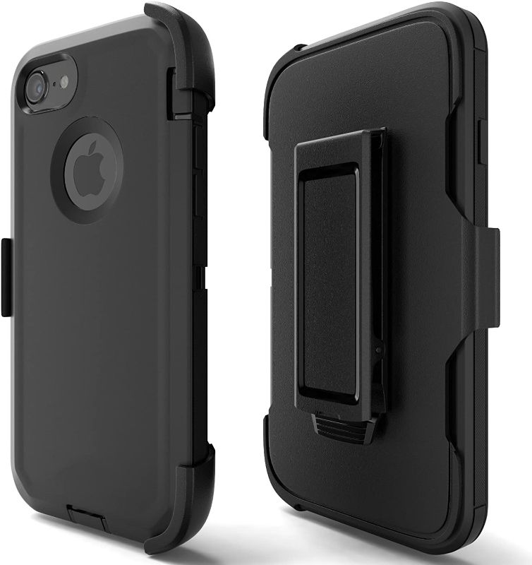 Photo 1 of iPhone 7 Case, Viero Defender Case Heavy Duty Rugged Impact Resistant Full Body Protective Armor Military Grade Protection Belt Clip Built-in Screen Protector Case Cover for iPhone 7 - Black