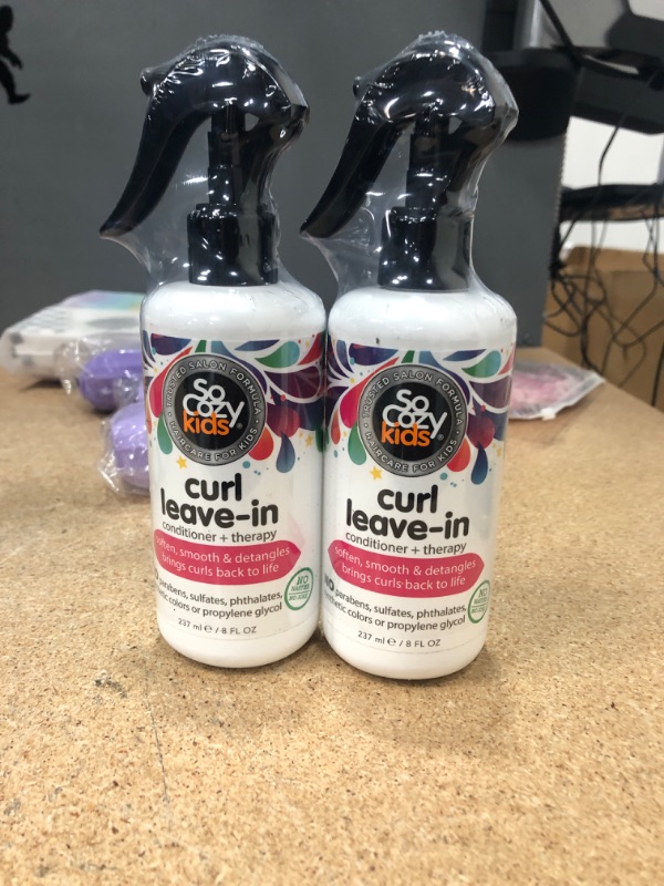 Photo 2 of 2 PACK**SoCozy, Curl Spray LeaveIn Conditioner For Kids Hair Detangles and Restores Curls No Parabens Sulfates Synthetic Colors or Dyes, Jojoba Oil,Olive Oil & Vitamin B5, Sweet-Pea, 8 Fl Oz
