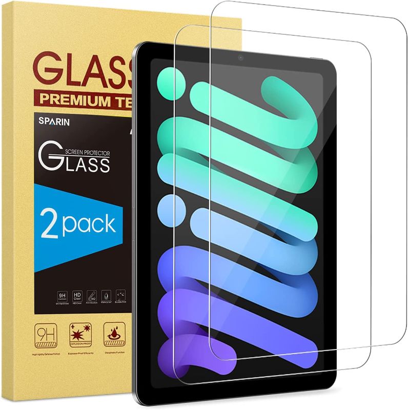 Photo 1 of 2 PACK**SPARIN 2 Pack Screen Protector Compatible with iPad Mini 6 (6th Generation 2021) 8.3 inch, Tempered Glass Compatible with Apple Pencil, 9H Hardness, High Definition
