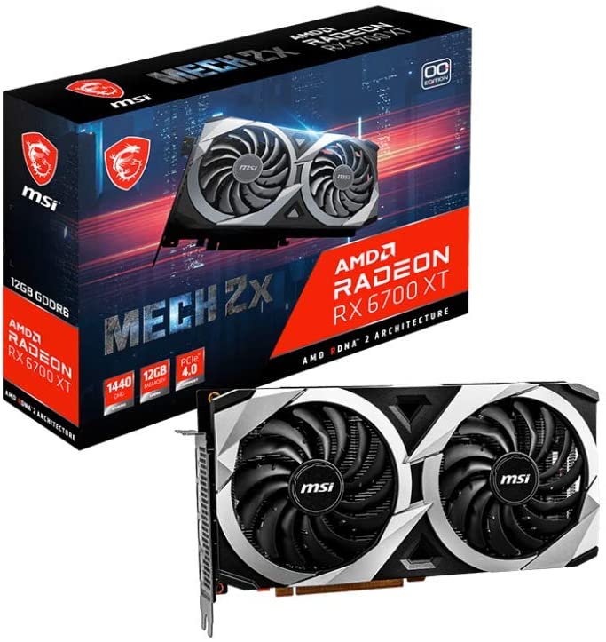 Photo 1 of MSI Gaming Radeon RX 6700 XT 192-bit 12GB GDDR6 DP/HDMI Dual Torx 3.0 Fans FreeSync DirectX 12 VR Ready OC Graphics Card (RX 6700 XT MECH 2X 12G OC)
