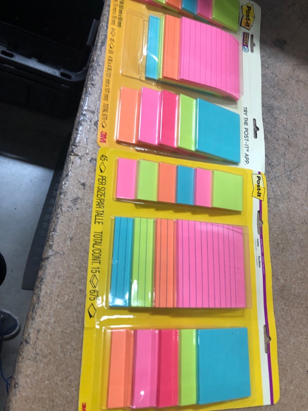 Photo 2 of 2 PACK**Post-it Super Sticky Notes Assorted Sizes Supernova Neons Lined 15 Pads
