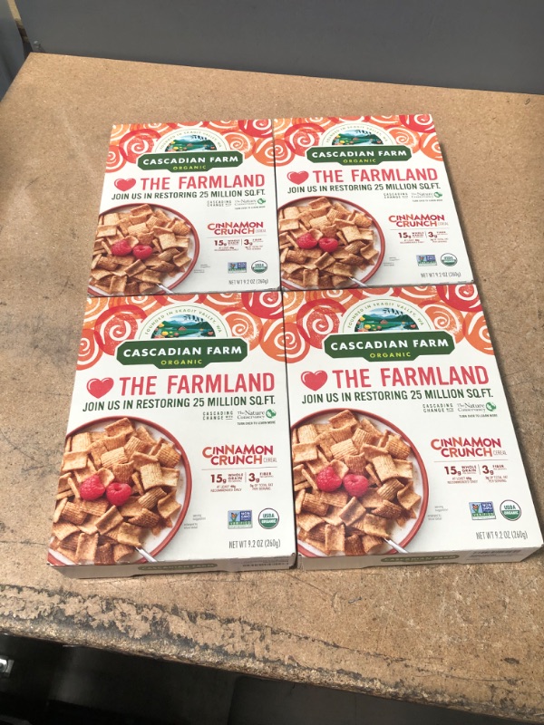 Photo 2 of *EXPIRES July 2022*
Cascadian Farm Organic Cinnamon Crunch Cereal, Whole Grain Cereal, 9.2 oz (4 boxes)
