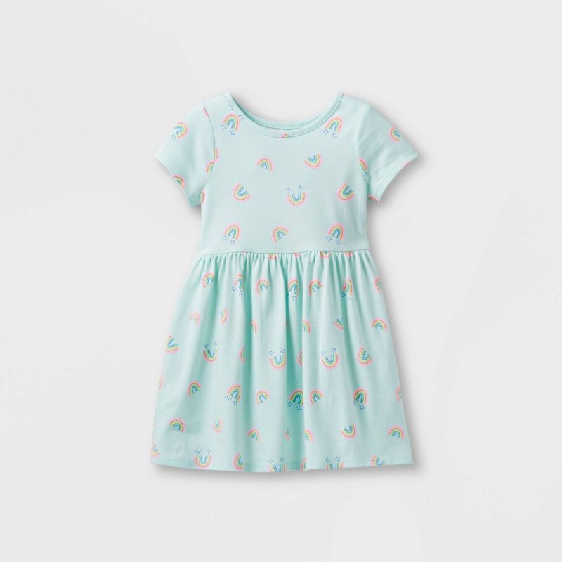 Photo 1 of 12 OF- Toddler Girls' Printed Knit Short Sleeve Dress - Cat & Jack™-2T
