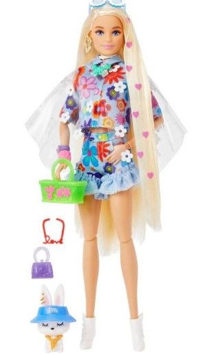 Photo 1 of 4 OF - Barbie Extra Doll and Pet #12 - Floral 2-Piece Outfit

