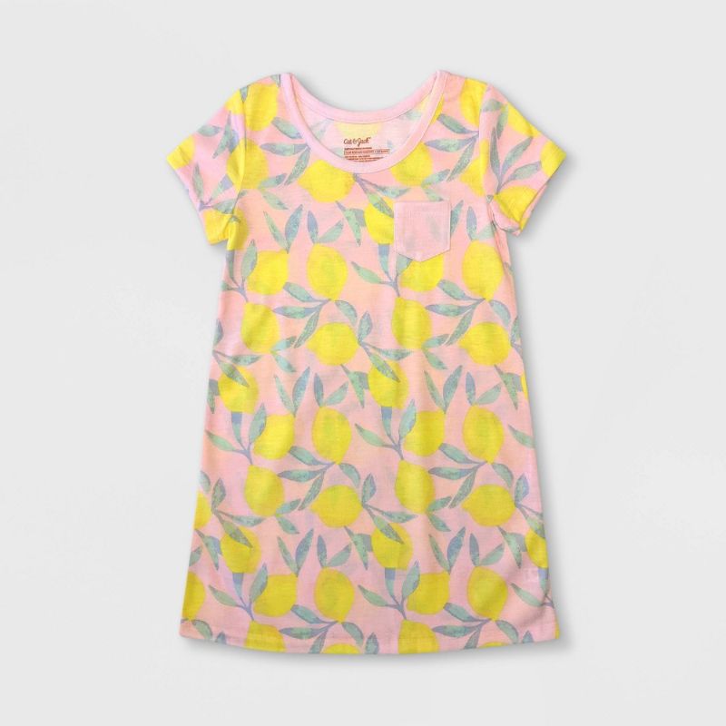 Photo 1 of 12 OF- Toddler Girls' Lemon NightGown - Cat & Jack™ Pink- 3T
