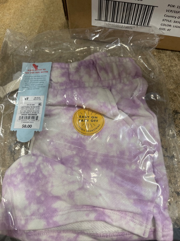 Photo 2 of PACK  OF 12- Toddler Shorter-Length Knit Shorts - Cat & Jack™ Light purple tie dye- SIZE 4T 

