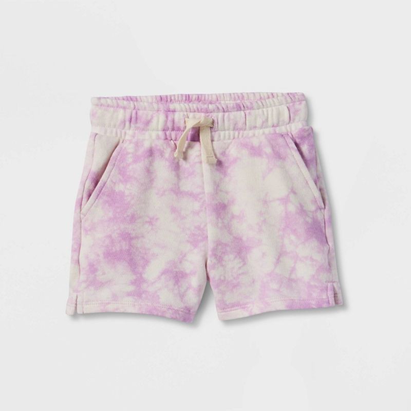 Photo 1 of PACK  OF 12- Toddler Shorter-Length Knit Shorts - Cat & Jack™ Light purple tie dye- SIZE 4T 

