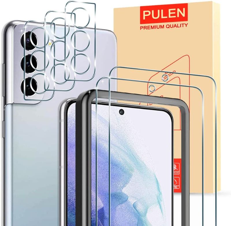 Photo 1 of [5 Packs] for Samsung Galaxy S21 FE Screen Protector 2 Packs +3 Packs Camera Lens Protector with Easy Installation Tray, HD Clear Anti-scratch Bubble Free 9H Hardness Tempered Glass - PACK OF 4
