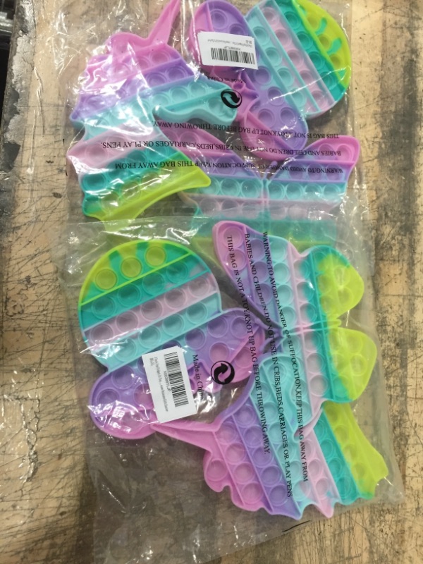 Photo 2 of 2- Aucma 3 Pack Pop Toy, Popper Push Squeeze Sensory Bubble Anxiety Stress Relief Pops Popet Popers Kid Girls, Its Macaron Rainbow Butterfly Mouse Unicorn Gift Easter