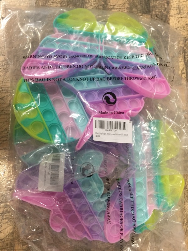 Photo 2 of 2- Aucma 3 Pack Pop Toy, Popper Push Squeeze Sensory Bubble Anxiety Stress Relief Pops Popet Popers Kid Girls, Its Macaron Rainbow Butterfly Mouse Unicorn Gift Easter