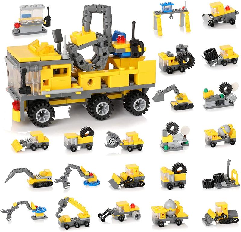 Photo 1 of 2- Batlofty STEM Building Toys, 318+ PCS 16-in-1 Construction Site Vehicles Toy Set, Construction Truck Vehicle Car, Kids Engineering Playset, Excavator Roller Tractor, Gift for 6-12 Year Old Boys Kids