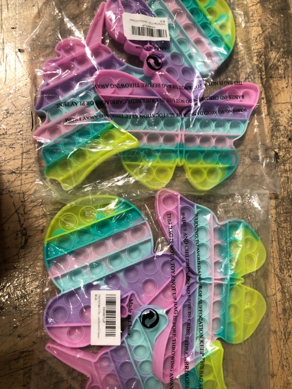 Photo 2 of 2-Aucma 3 Pack Pop Toy, Popper Push Squeeze Sensory Bubble Anxiety Stress Relief Pops Popet Popers Kid Girls, Its Macaron Rainbow Butterfly Mouse Unicorn Gift Easter