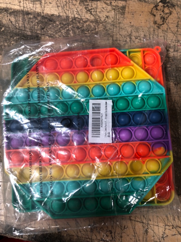 Photo 2 of 2 Packs Jumbo Toy for Kids Adult, Giant Huge Large Mega Big Press Pop Poppop Poop Popper Po it Sensory Austim Anxiety ADHD Stress Relie Game Square Octagon Tie dye Rainbow