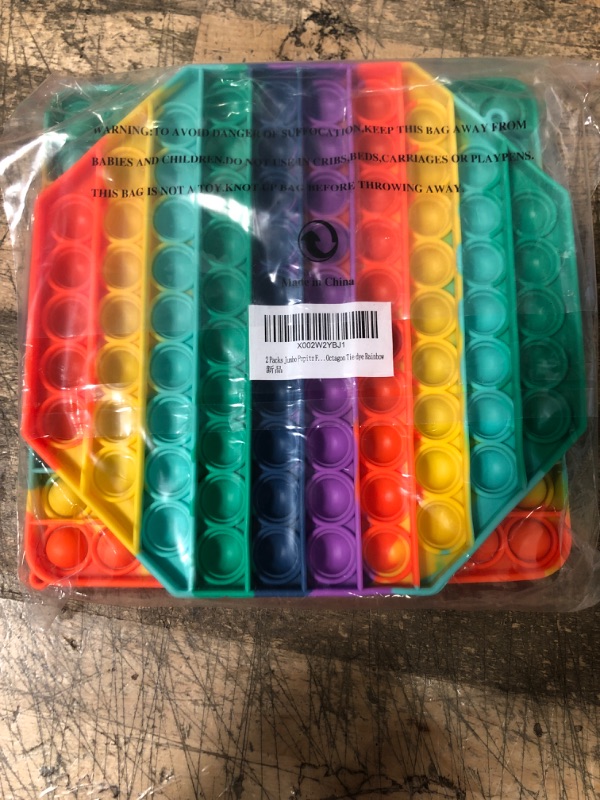 Photo 2 of 2 Packs Jumbo Toy for Kids Adult, Giant Huge Large Mega Big Press Pop Poppop Poop Popper Po it Sensory Austim Anxiety ADHD Stress Relie Game Square Octagon Tie dye Rainbow