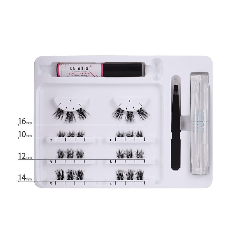 Photo 1 of 3- CALAILIS DIY Eyelash Extension Kit,Individual Cluster Lashes Kit Faux Mink Lashes Naturals Super Thin Glue-based Band with 48 Hours Cluster Lash Glue, Tweezers and Cotton Swab Glue Remover,02 kit