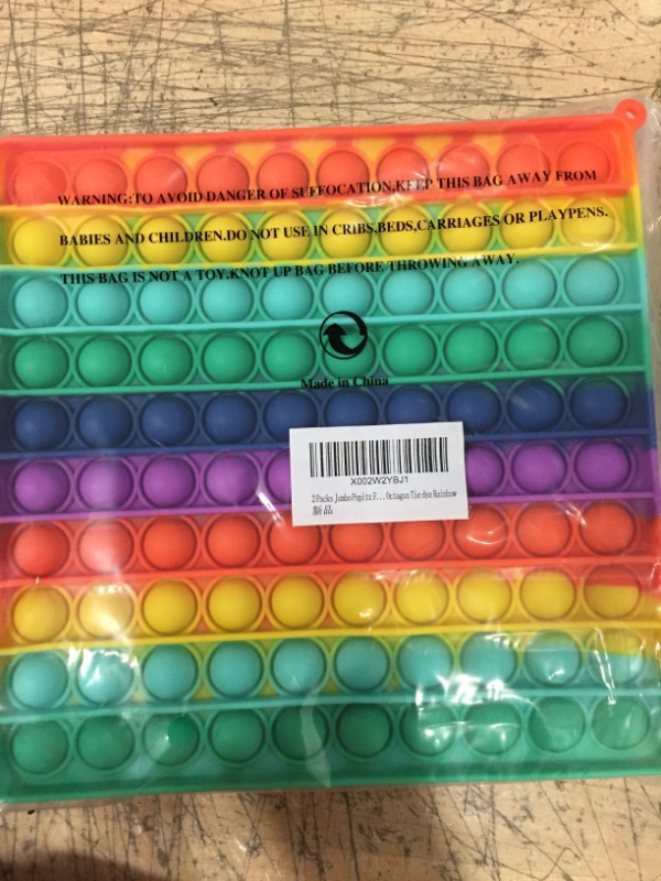 Photo 2 of 2 Packs Jumbo Toy for Kids Adult, Giant Huge Large Mega Big Press Pop Poppop Poop Popper Po it Sensory Austim Anxiety ADHD Stress Relie Game Square Octagon Tie dye Rainbow