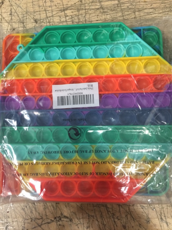 Photo 2 of 2 Packs Jumbo Toy for Kids Adult, Giant Huge Large Mega Big Press Pop Poppop Poop Popper Po it Sensory Austim Anxiety ADHD Stress Relie Game Square Octagon Tie dye Rainbow