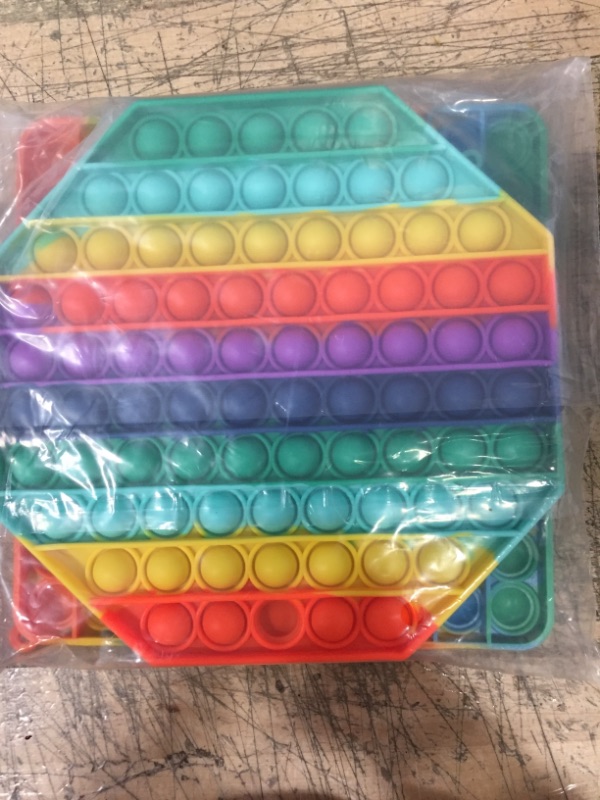 Photo 2 of 2 Packs Jumbo Toy for Kids Adult, Giant Huge Large Mega Big Press Pop Poppop Poop Popper Po it Sensory Austim Anxiety ADHD Stress Relie Game Square Octagon Tie dye Rainbow