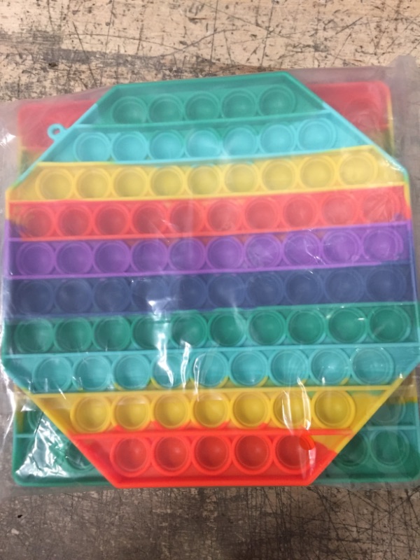 Photo 2 of 2 Packs Jumbo Toy for Kids Adult, Giant Huge Large Mega Big Press Pop Poppop Poop Popper Po it Sensory Austim Anxiety ADHD Stress Relie Game Square Octagon Tie dye Rainbow