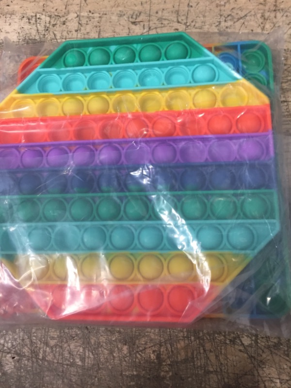 Photo 2 of 2 Packs Jumbo Toy for Kids Adult, Giant Huge Large Mega Big Press Pop Poppop Poop Popper Po it Sensory Austim Anxiety ADHD Stress Relie Game Square Octagon Tie dye Rainbow