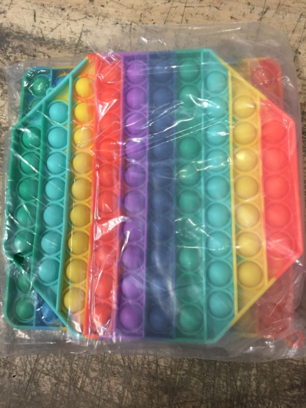 Photo 2 of 2 Packs Jumbo Toy for Kids Adult, Giant Huge Large Mega Big Press Pop Poppop Poop Popper Po it Sensory Austim Anxiety ADHD Stress Relie Game Square Octagon Tie dye Rainbow