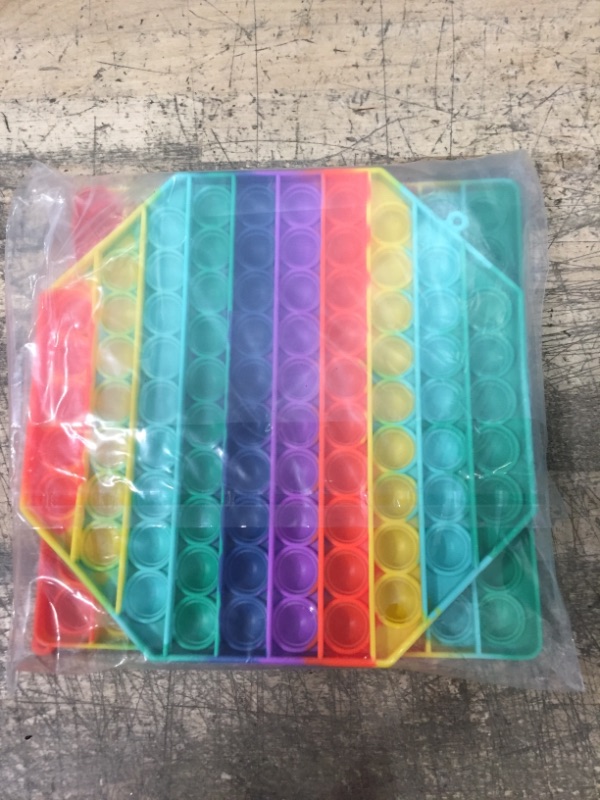 Photo 2 of 2 Packs Jumbo Toy for Kids Adult, Giant Huge Large Mega Big Press Pop Poppop Poop Popper Po it Sensory Austim Anxiety ADHD Stress Relie Game Square Octagon Tie dye Rainbow