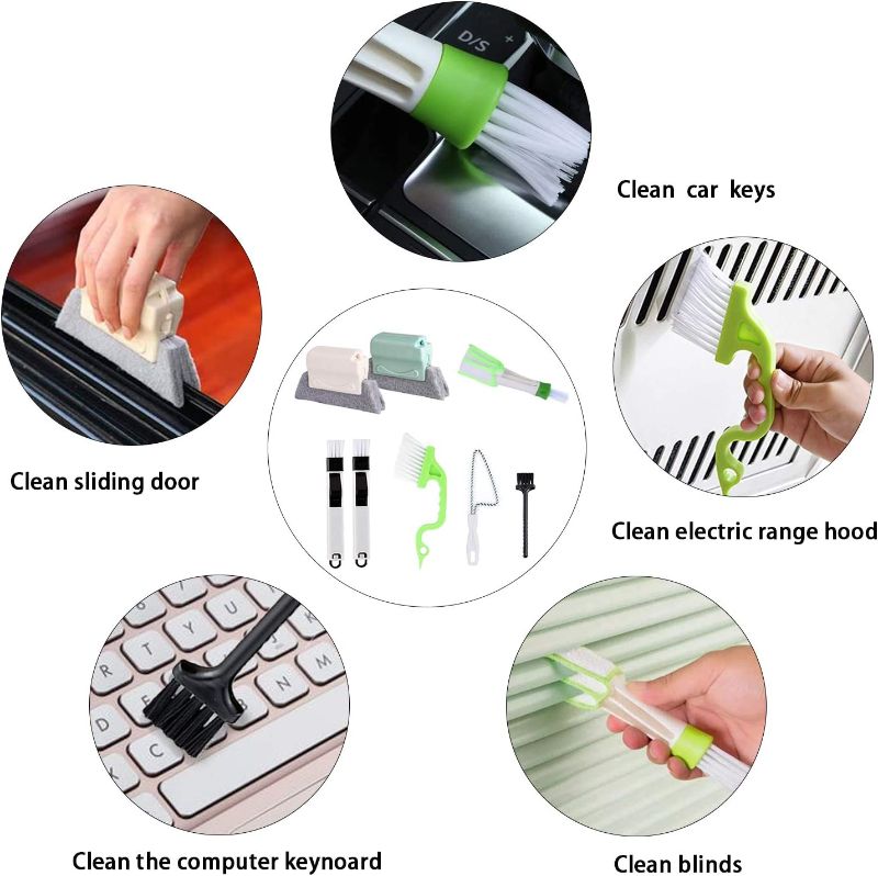 Photo 1 of 2- 6 Pcs Hand-held Groove Gap Cleaning Tools,Door Window Track Cleaning Tools Groove Corner Crevice Cleaning Brushes for Sliding Door/Tile Lines/Shutter/Car Vents/Air Conditioner/Keyboard