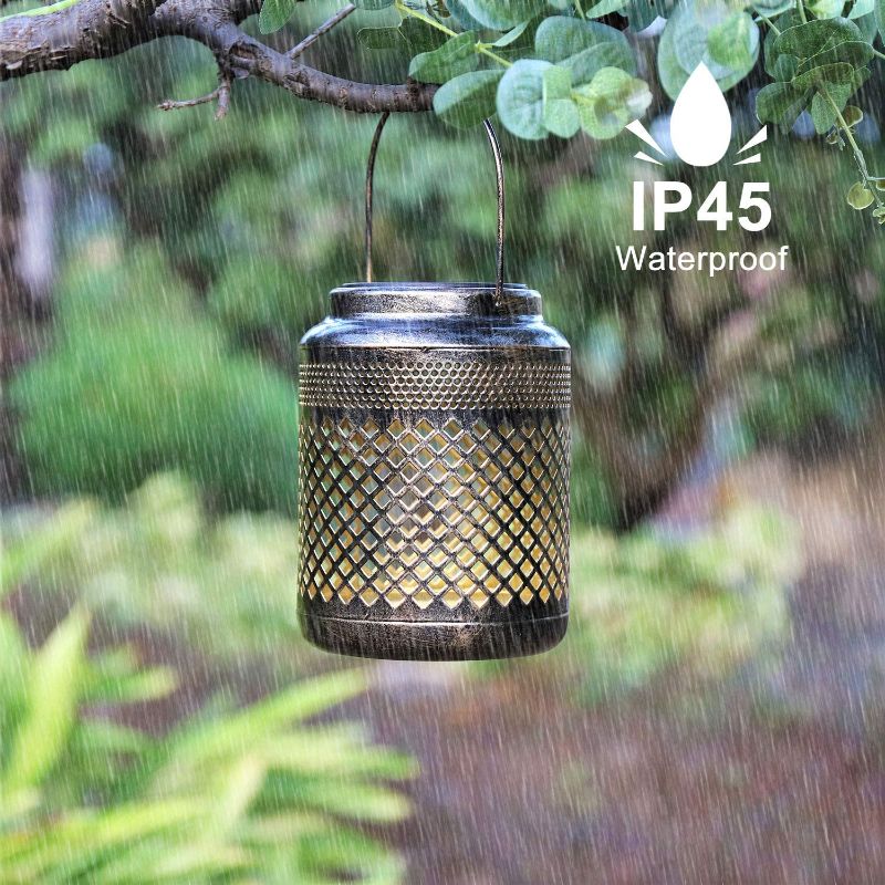 Photo 1 of 2 Pack Solar Lanterns Outdoor Hanging Solar Lights Decorative, Solar Outdoor Decorations for Patio Garden Yard Porch and Tabletop with Shadow Casting. (Retro)