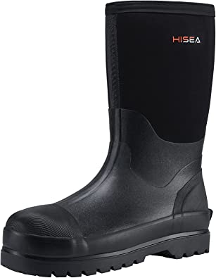 Photo 1 of HISEA Men's Rain Boots Waterproof Work Boots Insulated Rubber Boot size 6 Men 