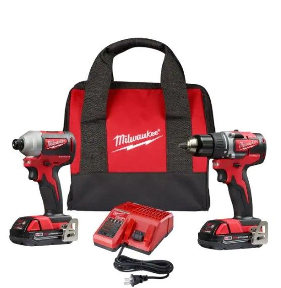 Photo 1 of 
Milwaukee
M18 18V Lithium-Ion Brushless Cordless Compact Drill/Impact Combo Kit (2-Tool) W/ (2) 2.0Ah Batteries, Charger & Bag