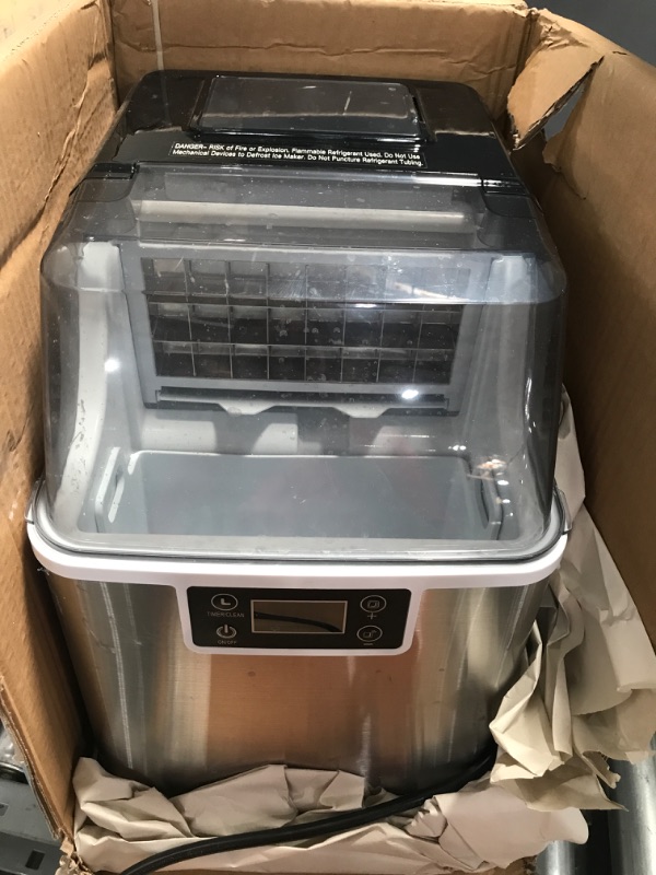 Photo 3 of 45 lb. Portable Countertop Clear Ice Maker in Stainless Steel