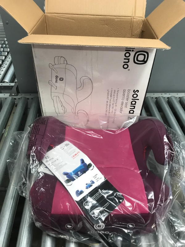 Photo 2 of Diono Solana 2 XL 2022, Dual Latch Connectors, Lightweight Backless Belt-Positioning Booster Car Seat, 8 Years 1 Booster Seat, Pink