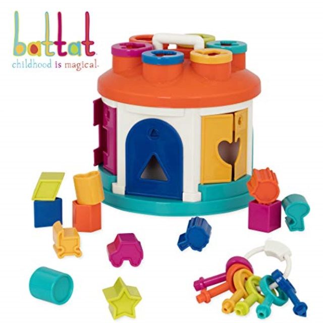 Photo 1 of Battat - Shape Sorter House - Color and Shape Sorting Toy with 6 Keys and 12 Shapes for Toddlers 2 Years + (14-pcs)
