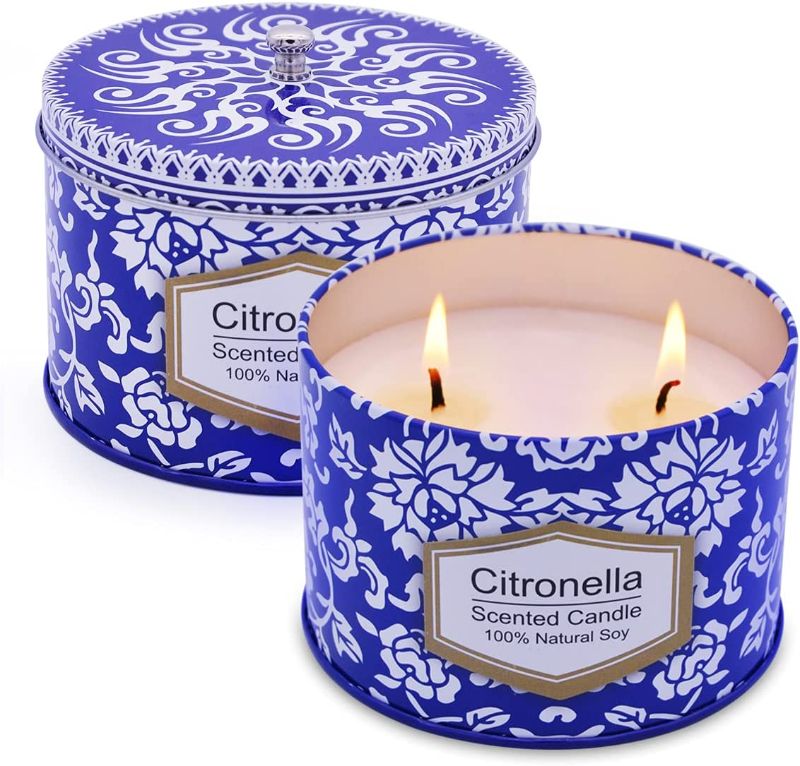 Photo 1 of  pack of two- Citronella Candles Outdoor 8.5oz Natural Soy Wax Candles for Home Outside Patio Porch, Pack of 2
