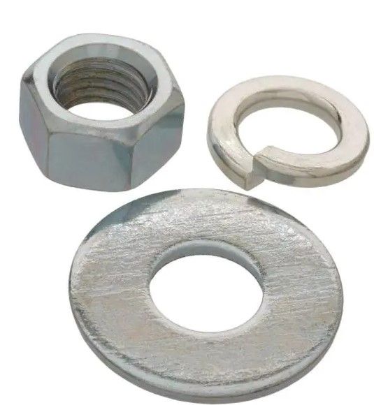 Photo 1 of 10 OF- 3/8 in. Zinc-Plated Nuts, Washers and Lock Washer (6-Piece per Pack)
