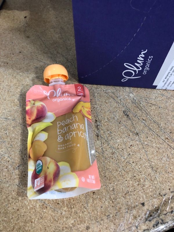 Photo 2 of **BB:09/14/2022*- Plum Organics Baby Food Pouch | Stage 2 | Peach, Banana and Apricot | 4 Ounce | 12 Pack | Organic Food Squeeze for Babies, Kids, Toddlers
