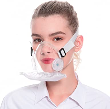 Photo 1 of EWA Safety Clear Anti-fog Face Mask, Respirator Mask with Filters, Visible Expression Air Filter Mask with 3pcs Breathable Vents, Light Weight Dust-proof Clear Reusable Mouth Nose Face Shield
