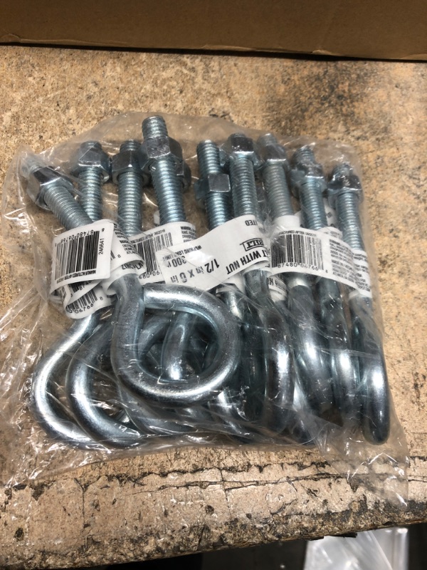 Photo 2 of 10 PACK*
Everbilt Eye Bolt with Nut Zinc-Plated 1/2-In x 6-In 806766
