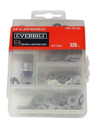 Photo 1 of 3 PACK: Everbilt
Zinc-Plated Flat and Lock Washer Kit (320-Piece)
