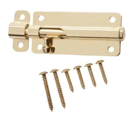 Photo 1 of 5 PACK: 4 in. Bright Brass Spring-Lock Barrel Bolt
