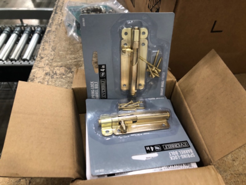 Photo 1 of 5 PACK: 4 in. Bright Brass Spring-Lock Barrel Bolt
