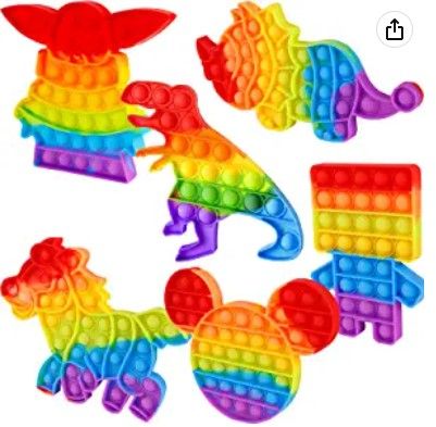 Photo 1 of 3 PACK: Genovega 6 Packs Pop Fidget Pops Toys for Boys Girls Kids Teens, Its Poppers Popet Press Push Bubble Sensory Stress Relief Satisfying Game Toy Package Fidgettoy Set Mouse Hourse Dinosaur Space Robot
