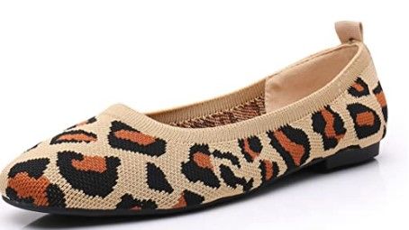 Photo 1 of VenusCelia Women's Flexible Knit Flat Shoe leopard 8.5