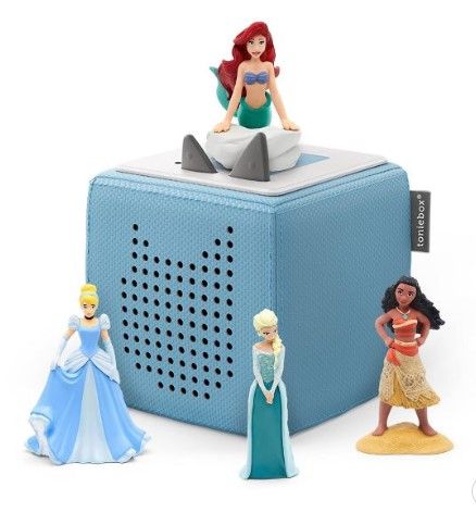 Photo 1 of Disney Toniebox Starter Set Light Blue with Tonies Elsa, Moana, Cinderella, and Little Mermaid Figurines Bundle

