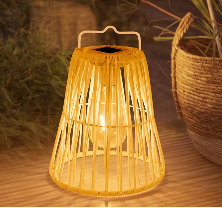 Photo 1 of Solar Lantern Outdoor Waterproof, Large Rattan Solar Lantern Outdoor Hanging with Handle, Decorative Solar Lantern Garden Lights with Edison Bulb for Patio Yard Tabletop Wedding Decor