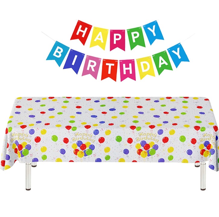 Photo 1 of 2-pack
Enthve Kids Birthday Party Supplies Set Include Rectangle Colorful Plastic Table Covers with Balloons, Confetti and Happy Birthday Banner for Party, Happy Birthday, Girl Baby Shower Decorations